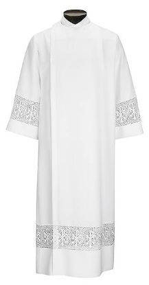 Picture of Men's Wrap Around Style Alb with Chi-Rho Lace Insert