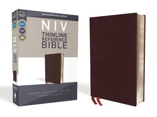Picture of NIV, Thinline Reference Bible, Bonded Leather, Burgundy, Red Letter Edition, Comfort Print