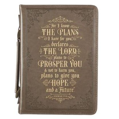 Picture of Bible Cover Medium Taupe I Know the Plans Jeremiah 29