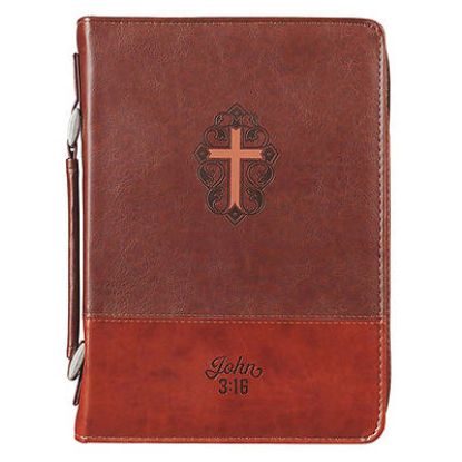 Picture of Bible Cover Luxleather Cross John 3:16 Medium