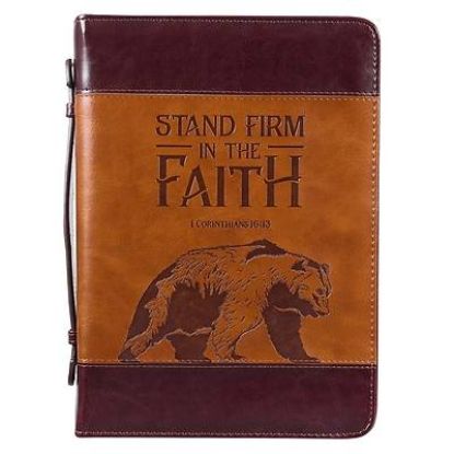 Picture of Bible Cover Large Brown Stand Firm in Faith 1 Cor 16