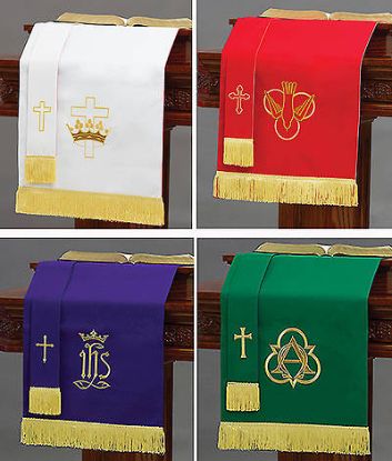 Picture of Embroidered Reversible Four-Piece Parament Set  2pc Red/White + 2pc Purple/Green