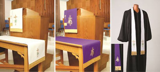 Picture of Embroidered Reversible Lent/Easter Four-Piece Parament Set with stole