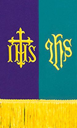 Picture of Embroidered Reversible Purple/Green IHS Stole