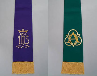 Picture of Embroidered Reversible Purple And Green Stole