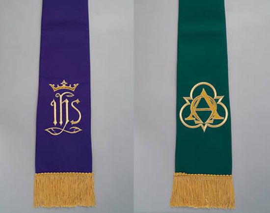 Picture of Embroidered Reversible Purple And Green Stole