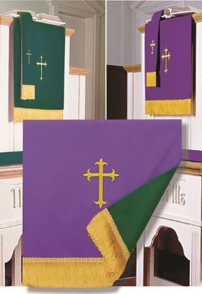 Picture of Embroidered Reversible Purple/Green Two-Piece Parament Set