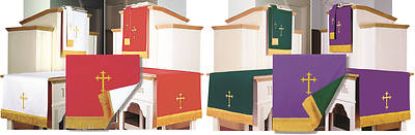 Picture of Embroidered Reversible Six-Piece Parament Set 3pc Red/White & 3pc Purple/Green
