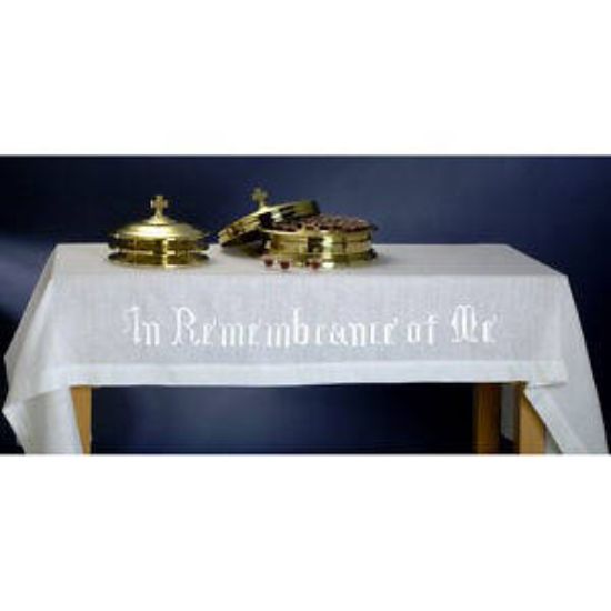 Picture of Embroidered 100% Linen In Remembrance of Me  Table Cover  50x86