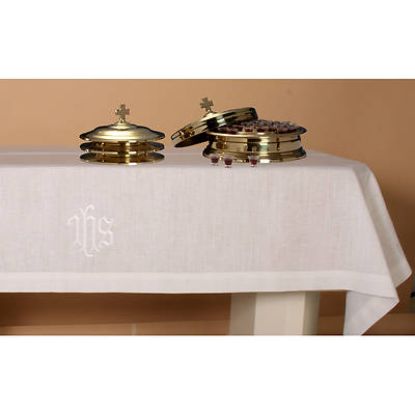 Picture of Embroidered 100% Linen IHS  Table Cover  50x86