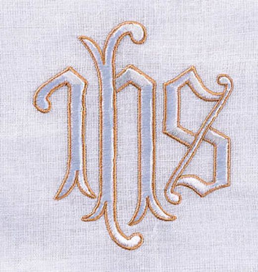 Picture of Embroidered 100% Linen IHS  Table Cover  50x80