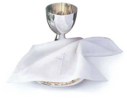 Picture of Embroidered 100% Linen Latin Cross  Bread Plate Napkin