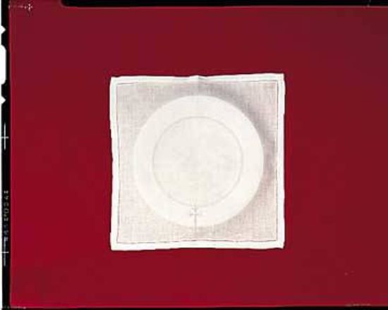 Picture of Embroidered Linen-Look Greek Cross  Bread Plate Napkin