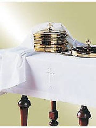 Picture of Embroidered Linen-Look Latin Cross  Table Cover  50x80