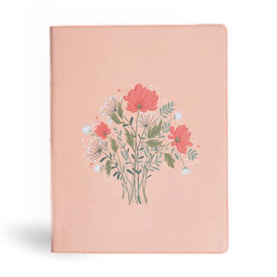 Picture of CSB Illustrator's Notetaking Bible, Large Print Edition, Peach Bouquet Leathertouch