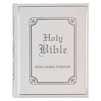 Picture of KJV Holy Bible, Classically Illustrated Heirloom Family Bible, Faux Leather Hardcover - Ribbon Markers, King James Version, White/Silver