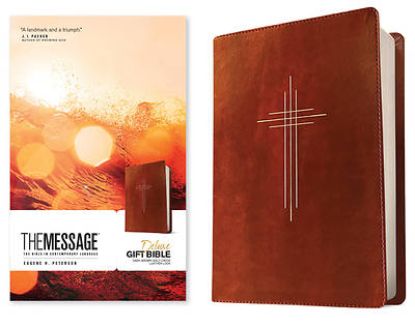 Picture of The Message Deluxe Gift Bible (Leather-Look, Dark Brown Gold Cross)