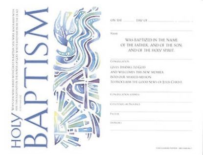 Picture of Community Adult Baptism Certificate
