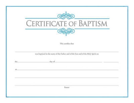 Picture of Baptism Certificate