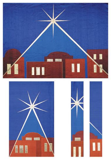 Picture of Bethlehem Cobalt Dupioni 3-Piece Parament Set