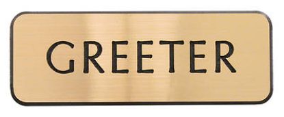 Picture of Contemporary Engraved Gold Greeter Badge
