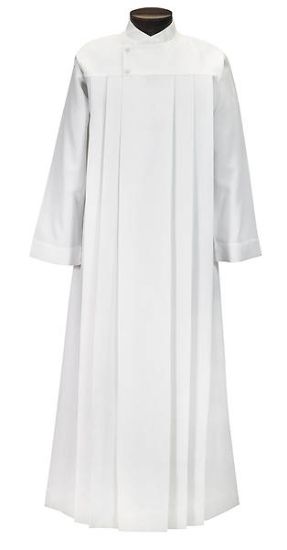 Picture of Mens Wrap Around Style Alb with Front Pleats White Medium