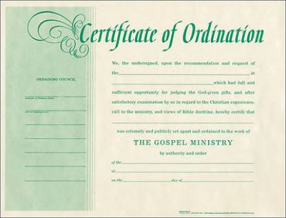 Picture of Certificate Of Ordination Package of 6