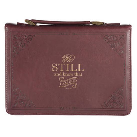 Picture of Bible Cover Medium Red Be Still Psalm 46
