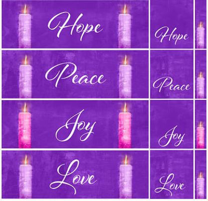 Picture of Four Sided Advent Candles 3-Piece Parament Set - Purple