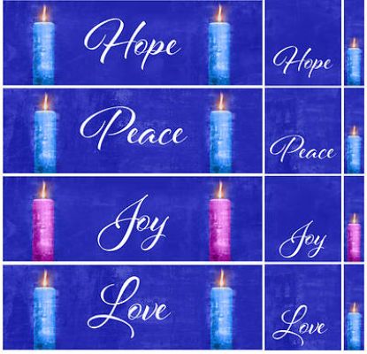 Picture of Four Sided Advent Candles 3-Piece Parament Set - Blue