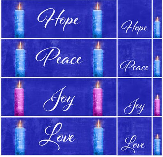 Picture of Four Sided Advent Candles 3-Piece Parament Set - Blue